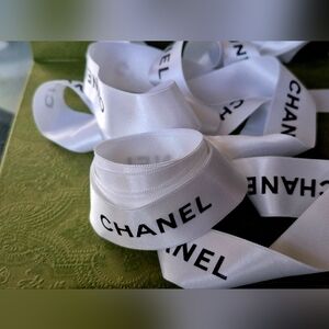#3 Authentic Silk Look Chanel  Luxury White Ribbon 110 Long By 1.1 Wide